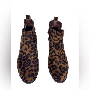 Pierre Dumas Leopard Animal Print Ankle Boots Zipper Size 8.5